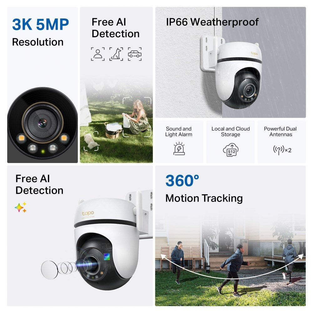 TP-Link Outdoor Pan/Tilt Security Wi-Fi Camera 3K 5MP 360o