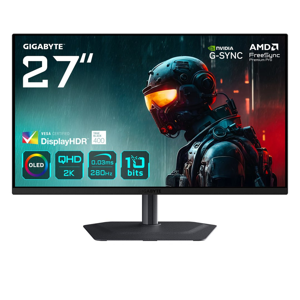 GIGABYTE MO27Q2A 27” OLED 2K QHD Gaming Monitor - 280Hz 0.03ms FreeSync Premium Pro HDMI 2.1 Displayport 1.4 280H cd/m2