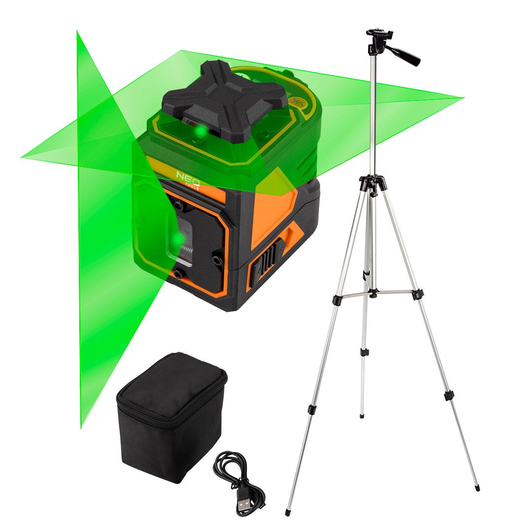 NEO TOOLS Laser Level 75-160 - 5 Laser Lines - 30 m Range - 1331 g - 102 mm x 630 mm x 100