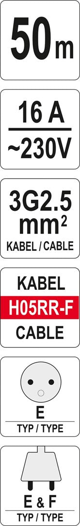 Yato YT-8108 power extension 50 m 4 AC outlet(s) Indoor/outdoor Black  Red  White