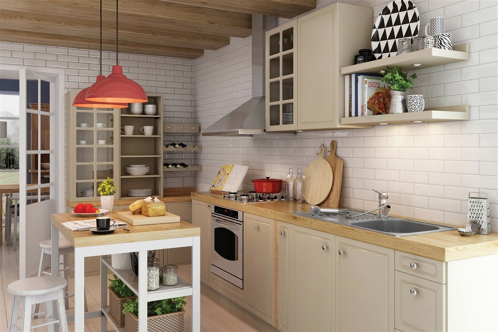 Steel sink with 1-bowl faucet with drainer
