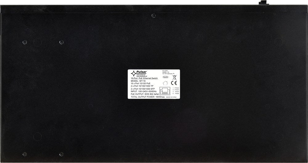 PULSAR SF116 16-Port PoE Switch (16xPoE + 2xUplink/2xSFP Uplink)