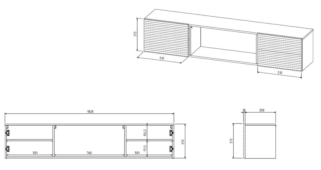 Cama RTV cabinet TULA 183x35x37 white matt + black fireplace