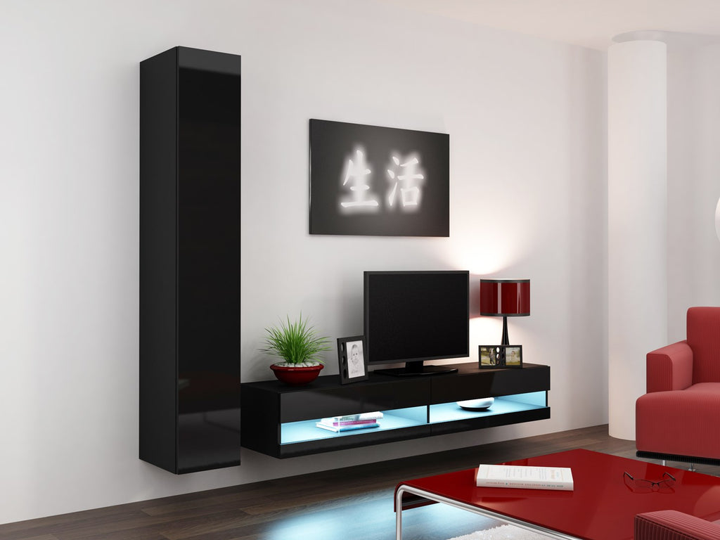 Cama VIGO NEW TV Stand 180x30x40 Black/Black Gloss