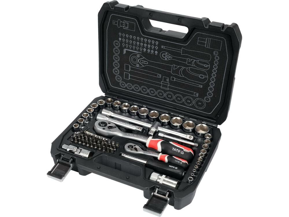 Yato Impact Socket Set 72 Pieces 4550 g Dimensions: 108 mm x 270 mm x 362 mm Model YT-38782