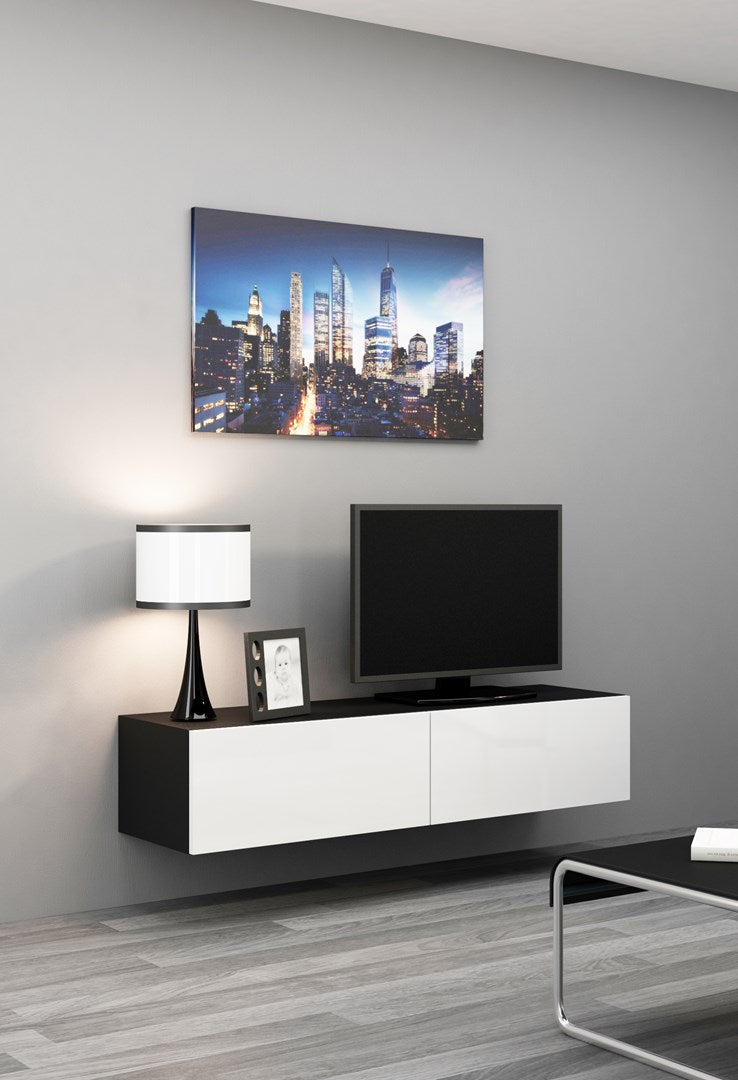 VIGO TV Stand 140 cm Black/White Gloss RTV VIGO140