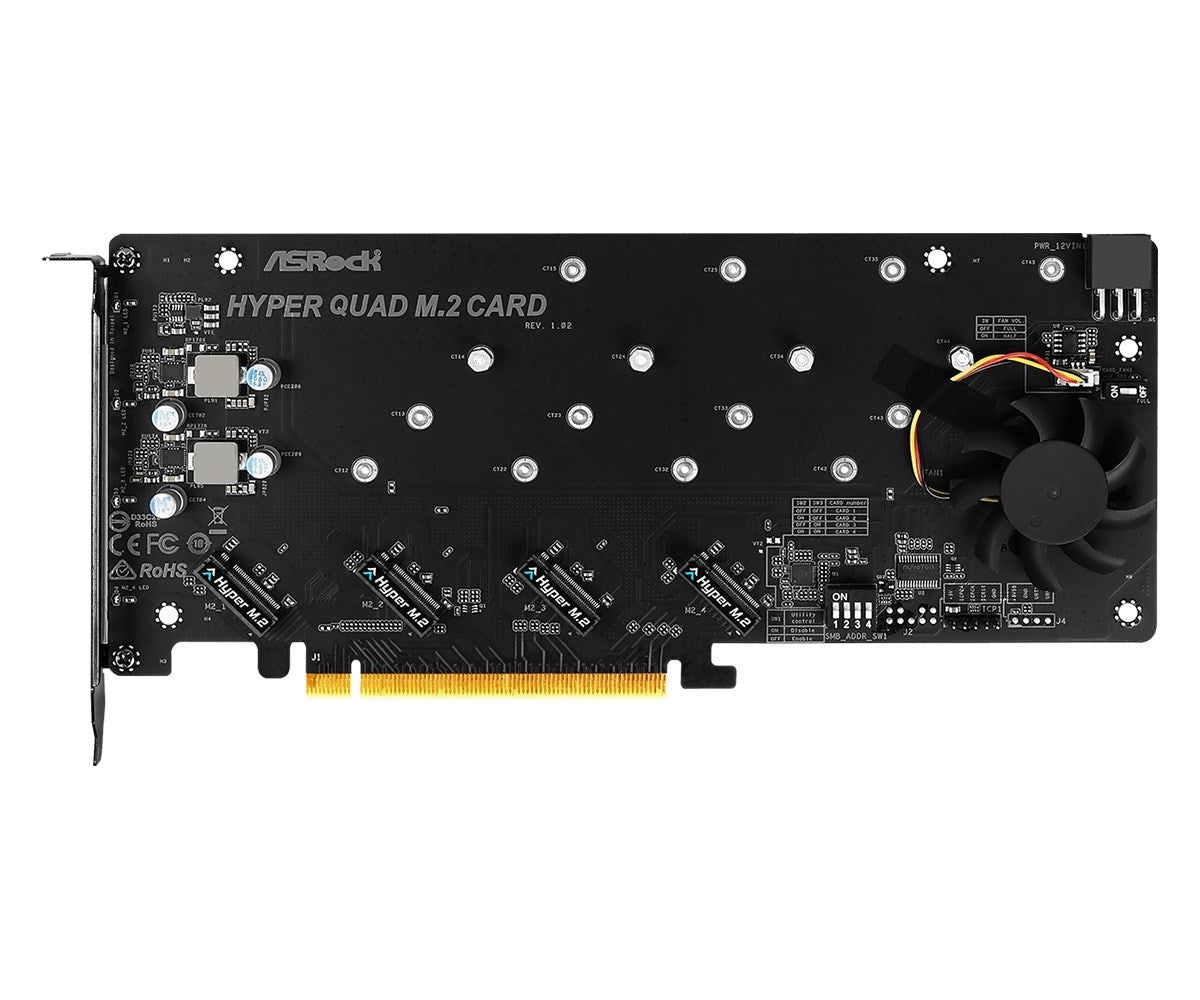 ASRock Hyper Quad M.2 Card - Supports up to 4 M.2 SSD - 90-MCA0G0-00UANZ