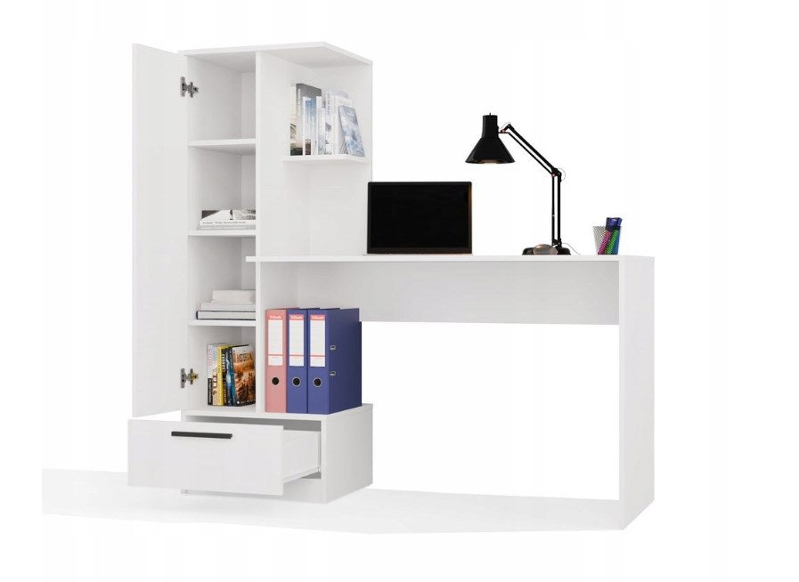 Cosmo Desk + Bookcase Set  White