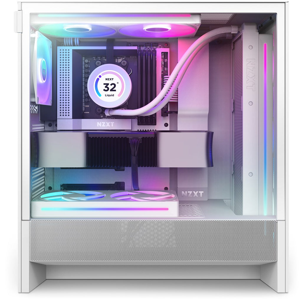 NZXT H5 Flow RGB Midi Tower Case White - CC-H5F-W1