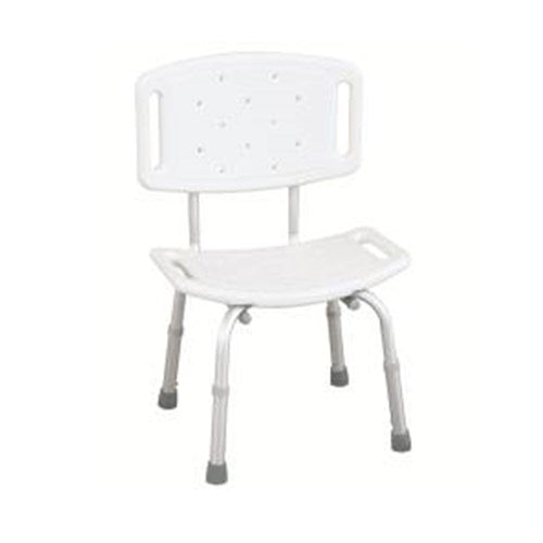 WILSON RF-820 REHA FUND White Shower Stool with Cut-Out and Backrest