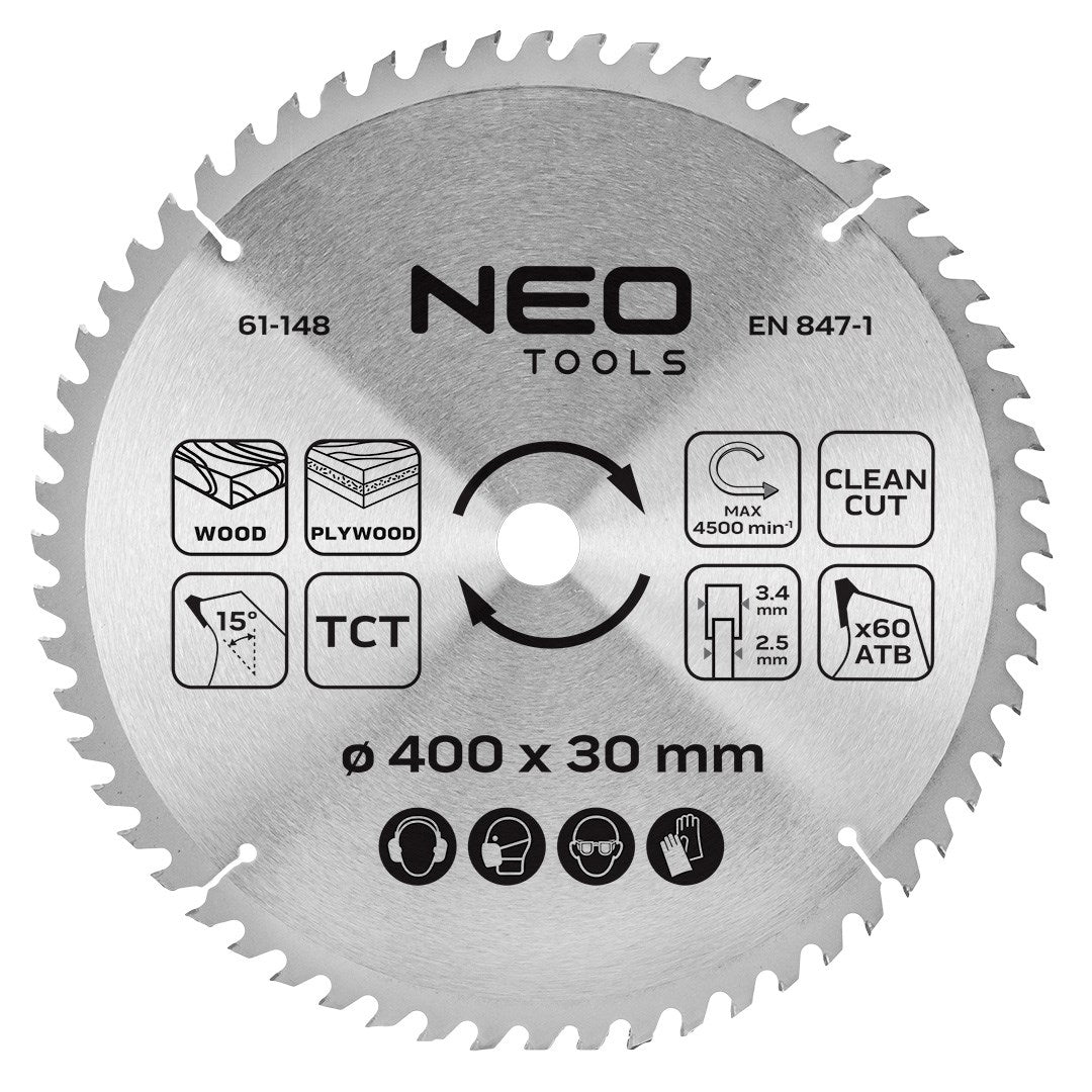 NEO TOOLS Tungsten Carbide Blade 400 x 30 mm 60 Teeth 61-148