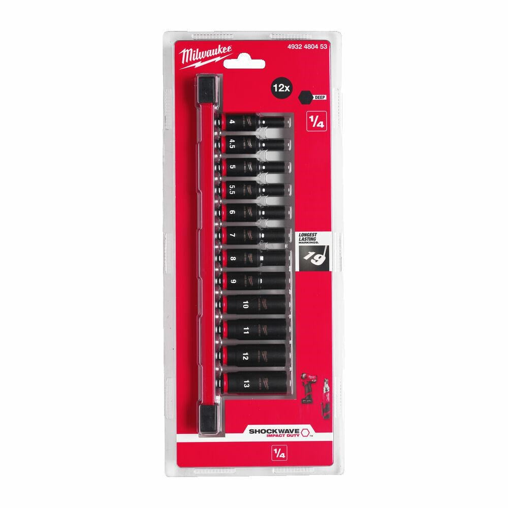 MILWAUKEE Impact Socket Set 1/4" 12 pcs 12pcs