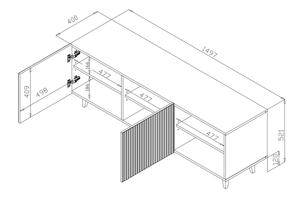 Cama RTV Cabinet PAFOS 150x42x52 White Matt