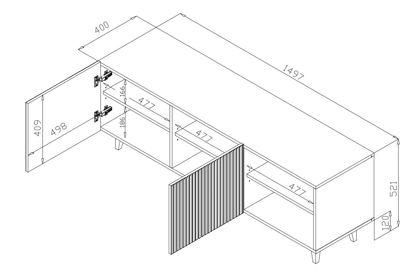 Cama RTV Cabinet PAFOS 150x42x52 White Matt