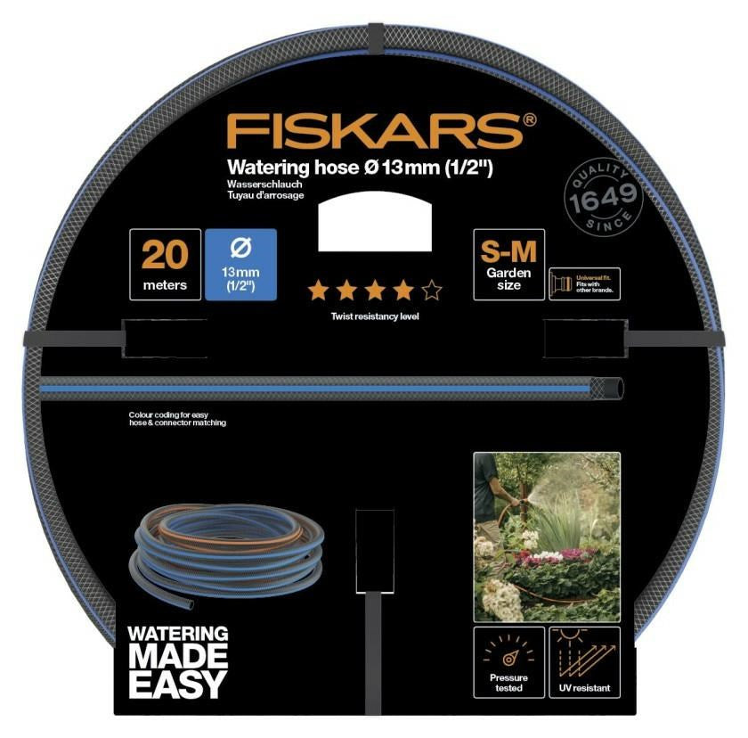 FISKARS Garden Hose 1/2" 20 m - Kink Resistant, UV Protected