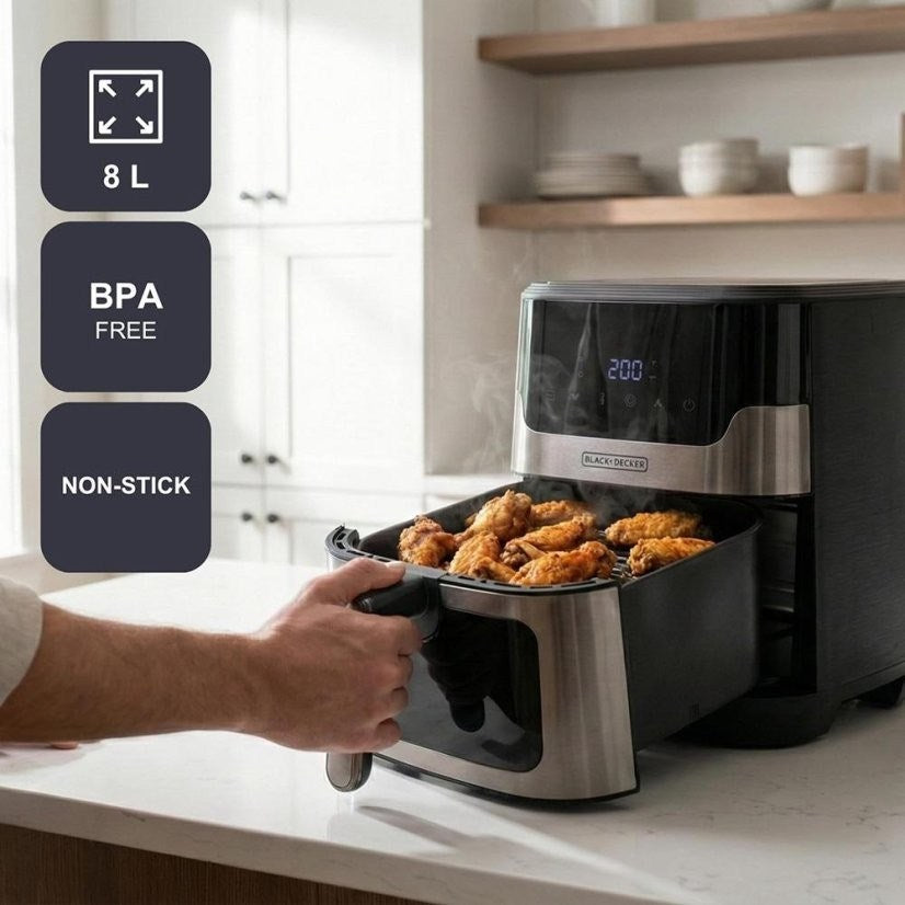 Black+Decker BXAF8001E 1700 W 8 L oil-free deep fryer  black
