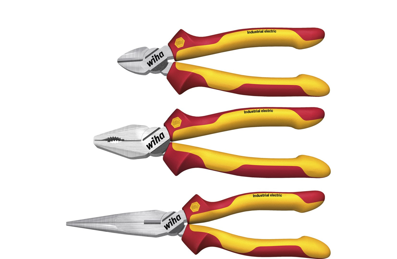 Wiha Pliers Set 3-Piece Combination, Flat-Nose, Side Cutters Z99000109