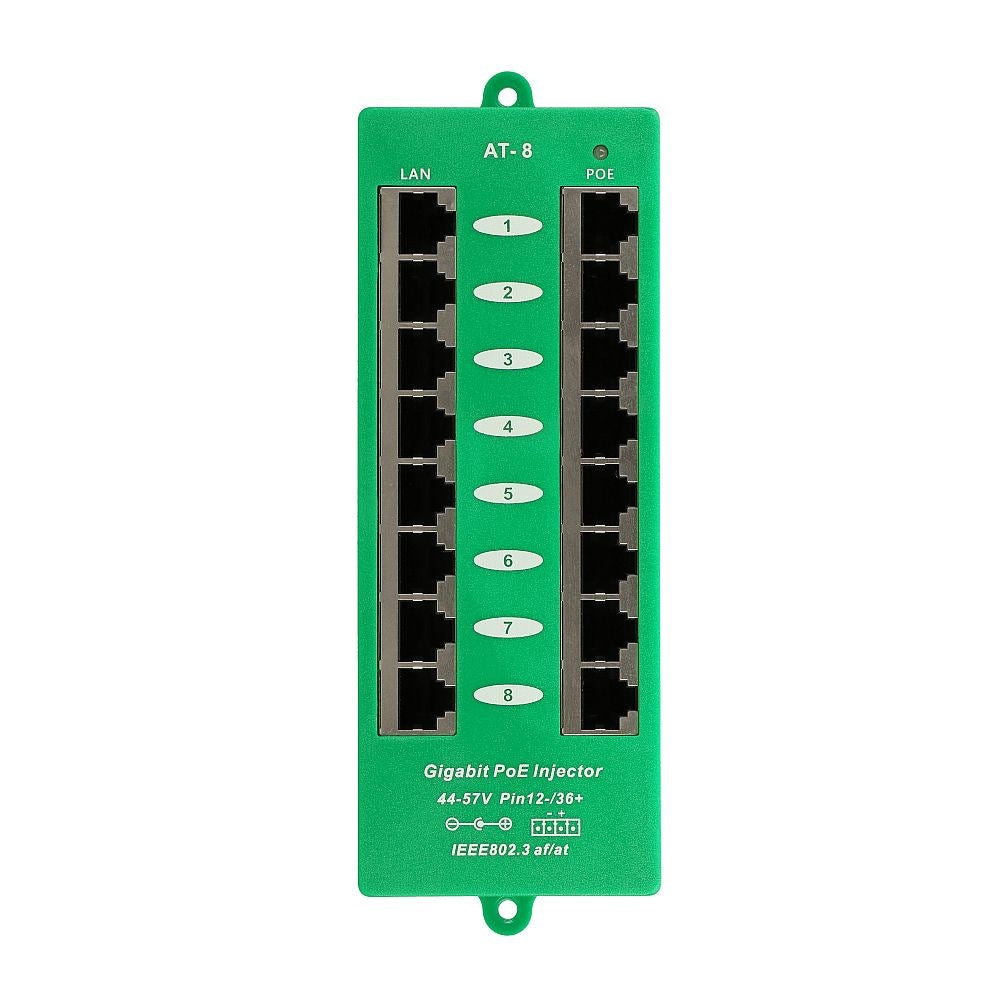 Extralink Gigabit PoE Injector 8 Port Active 802.3at/af