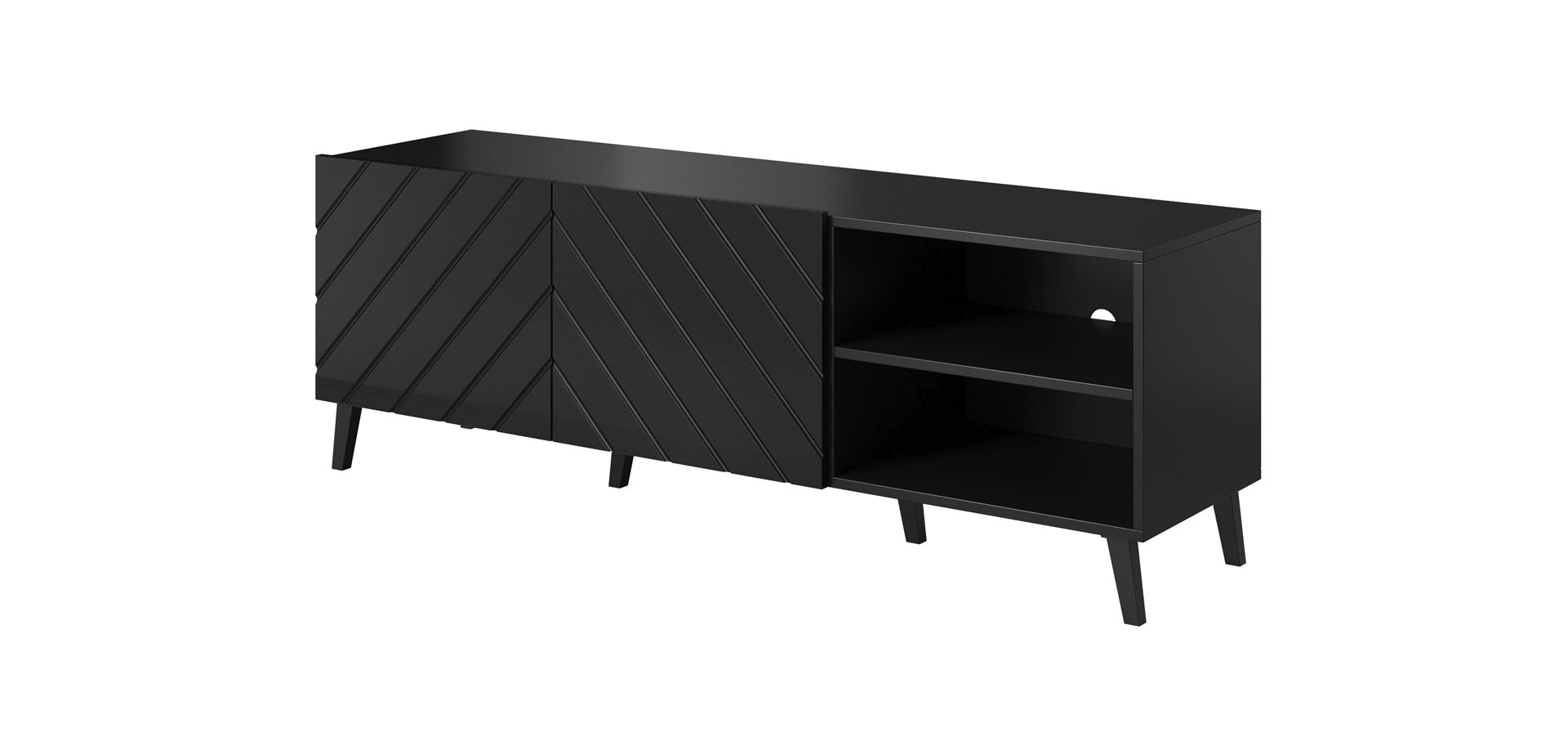 RTV Cabinet ABETO 150x42x52 Black Glossy