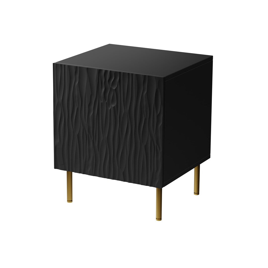 JUNGLE Bedside Table 2 pcs. 53.5x40.5x44 Black Matt + Golden Legs