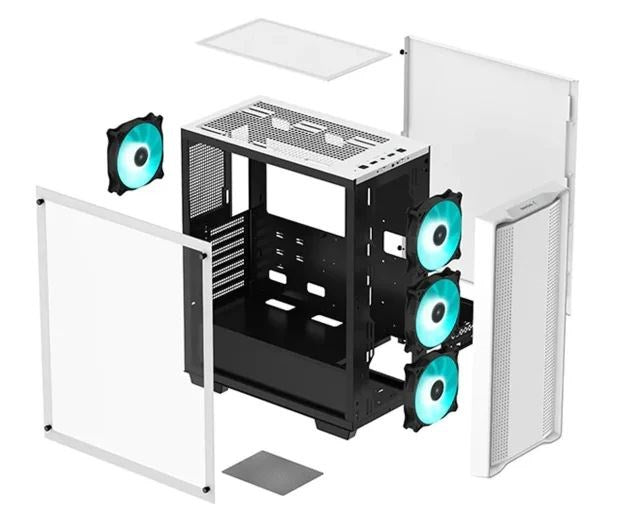 DeepCool CC560 WH V2 Midi Tower - Spacious Case with Pre-Installed LED Fans