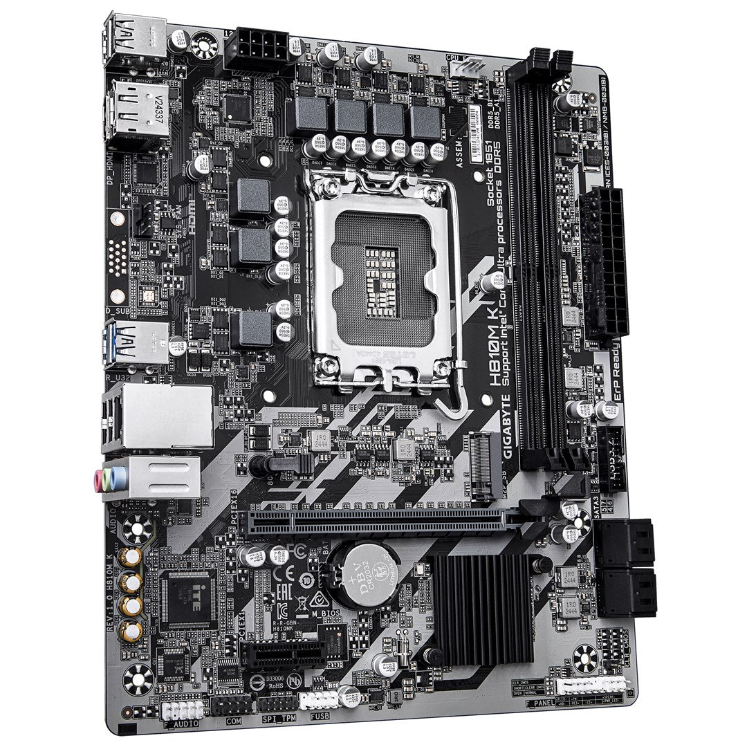 Gigabyte H810M K Motherboard - micro ATX - LGA1851 - H810 - USB 3.2 Gen 1 - Gigabit LAN