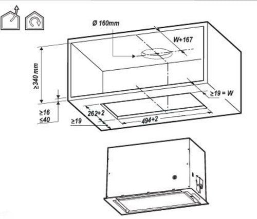 Elica LANE BL MAT/A/72 Built-in Black B 550 m3/h