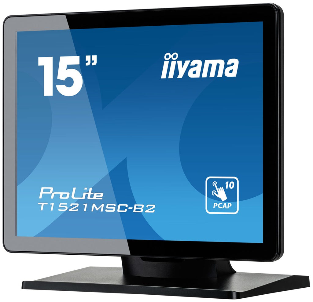 iiyama ProLite T1521MSC-B2 - LED-Monitor - 38 cm (15") - Touchscreen - 1024 x 768 - TN - 370 cd/m² - 800:1 - 8 ms - HDMI, VGA - Lautsprecher - mattblack [Energieklasse E] (T1521MSC-B2)