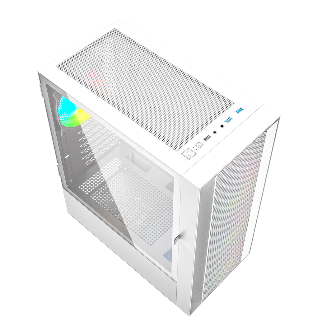 Gembird Fornax 4000W ARGB gaming ATX computer case  Midi Tower  backlight  White