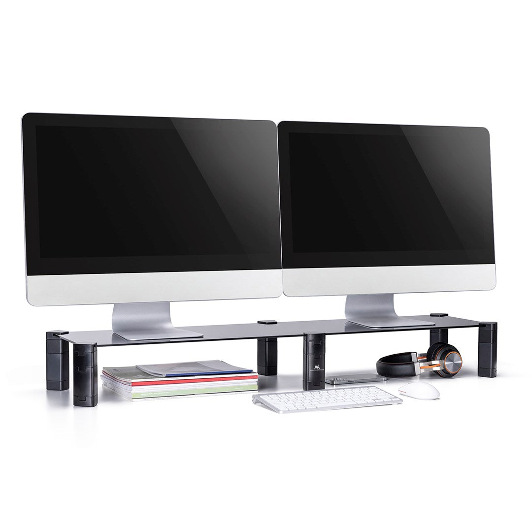Dual Monitor Stand - Double Maclean max. 20 kg tempered glass MC-936 1029x285x127mm