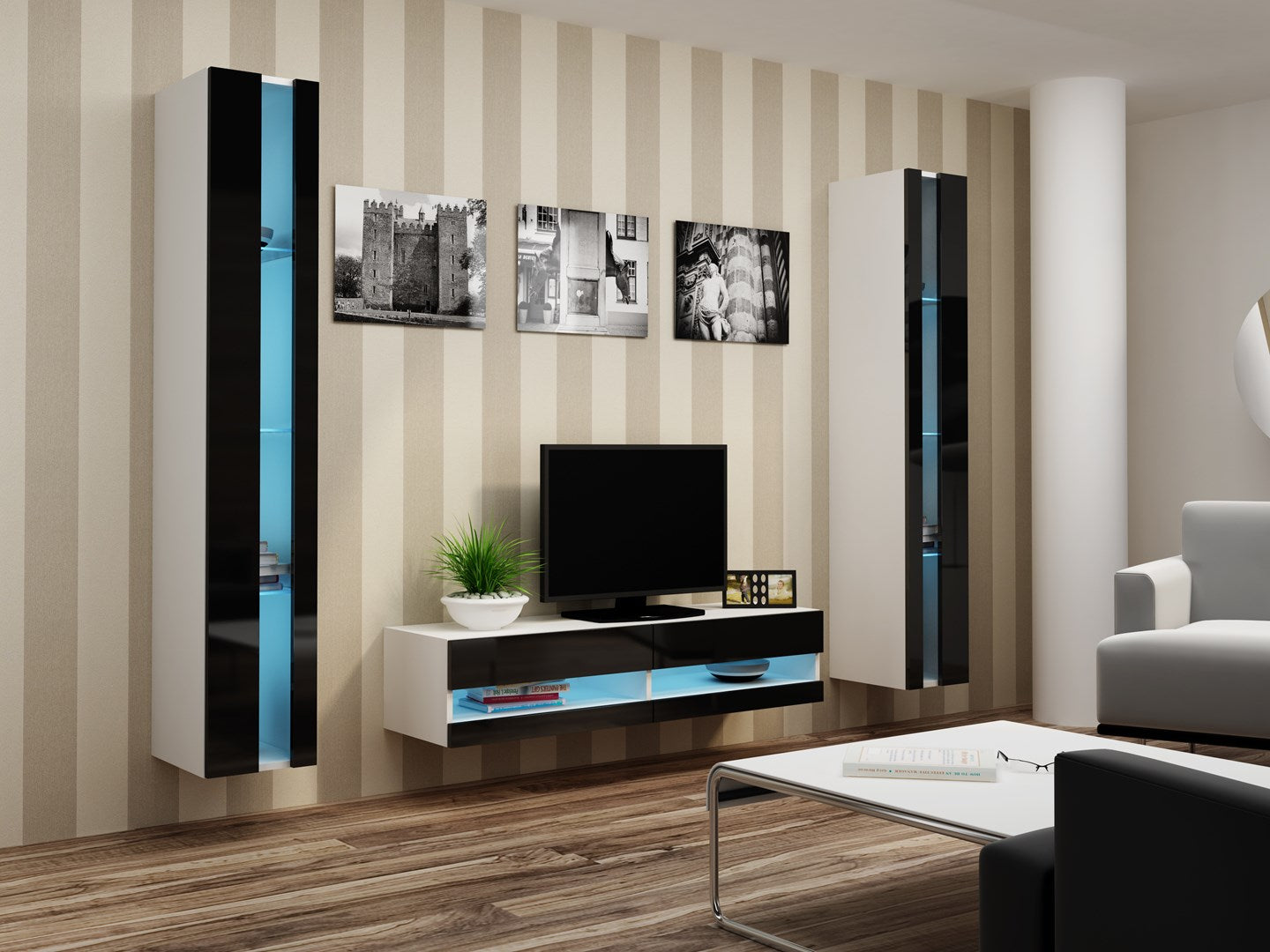 Cama Shelf Unit VIGO NEW 180/40/30 White/Black Gloss