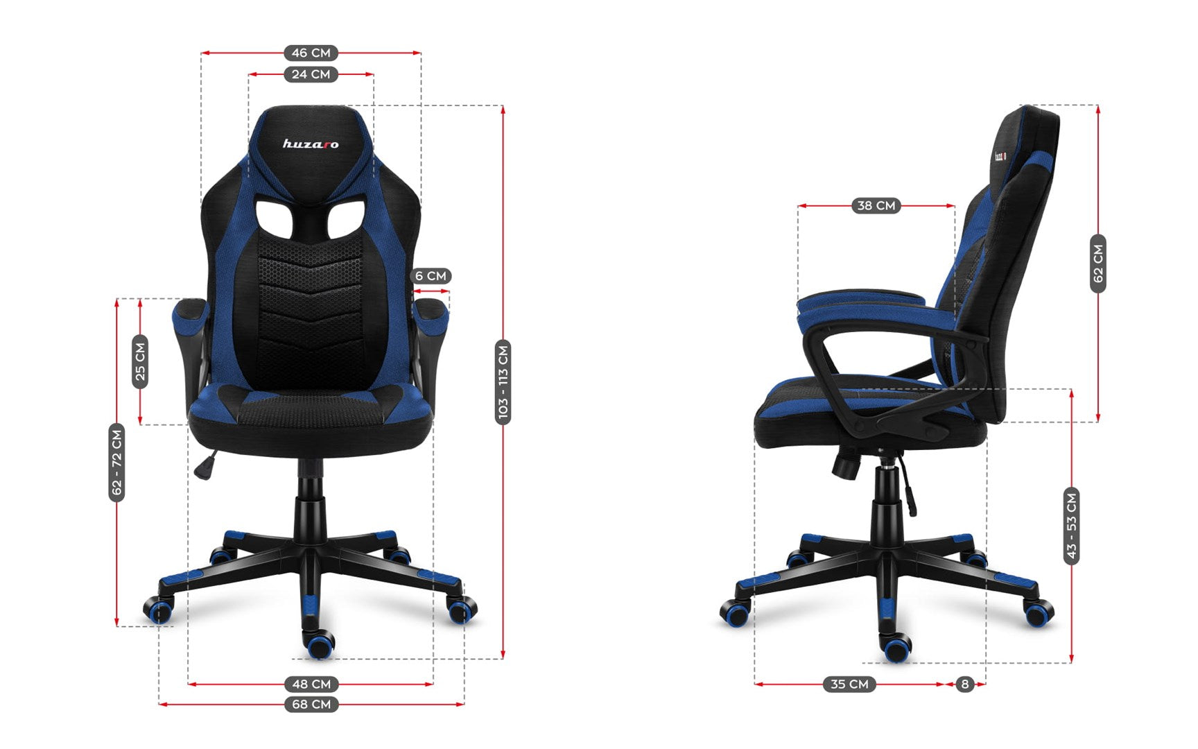 Huzaro FORCE 2.5 BLUE MESH Gaming Chair
