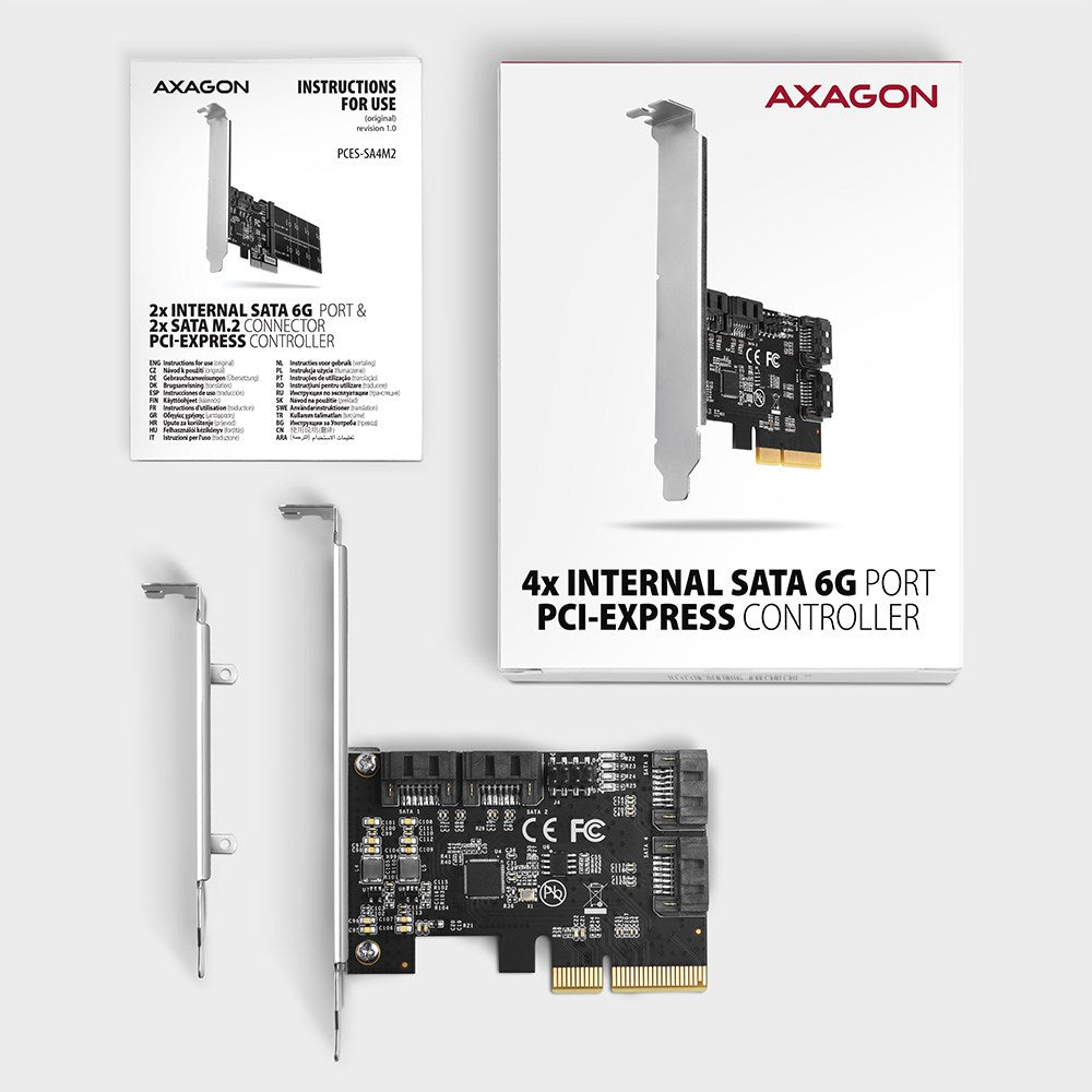 Axagon PCES-SA4X4 PCIe controller - 4x internal SATA 6G port  ASM1164  SP & LP