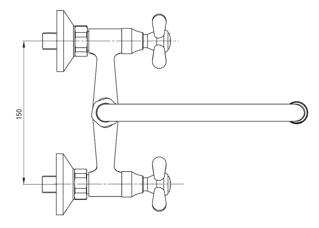 Wall-mounted washbasin mixer