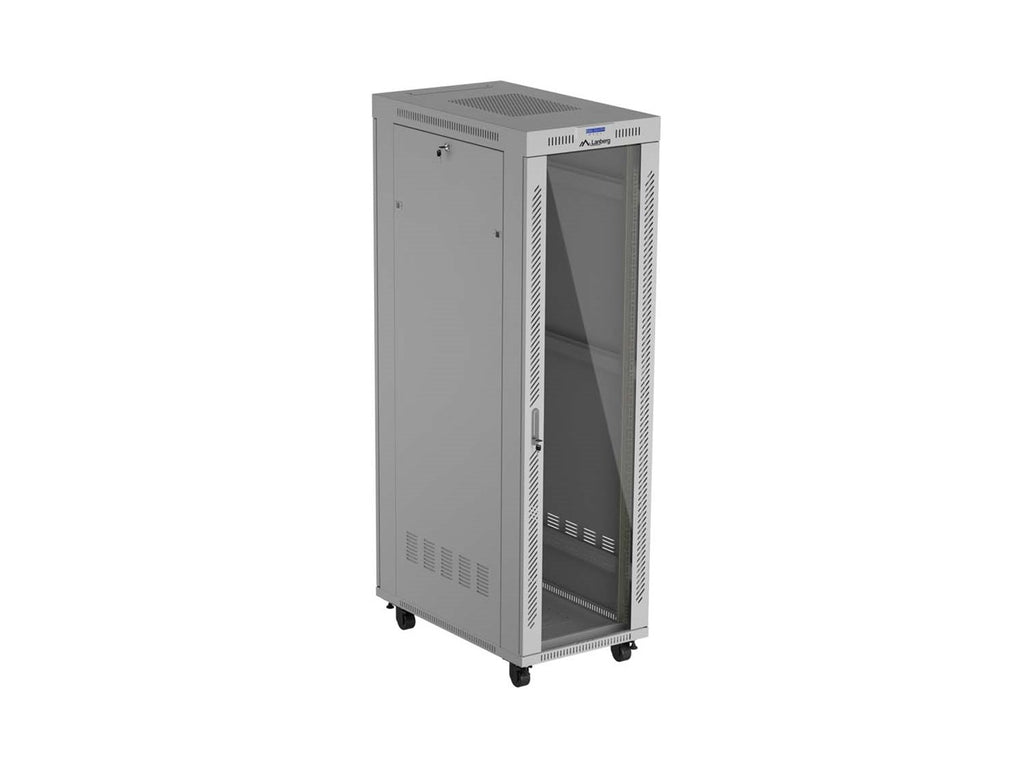 19  42U 600 × 1000 GREY FLOOR-STANDING RACK CABINET WITH GLASS DOOR AND LCD  LANBERG (FLAT PACK)