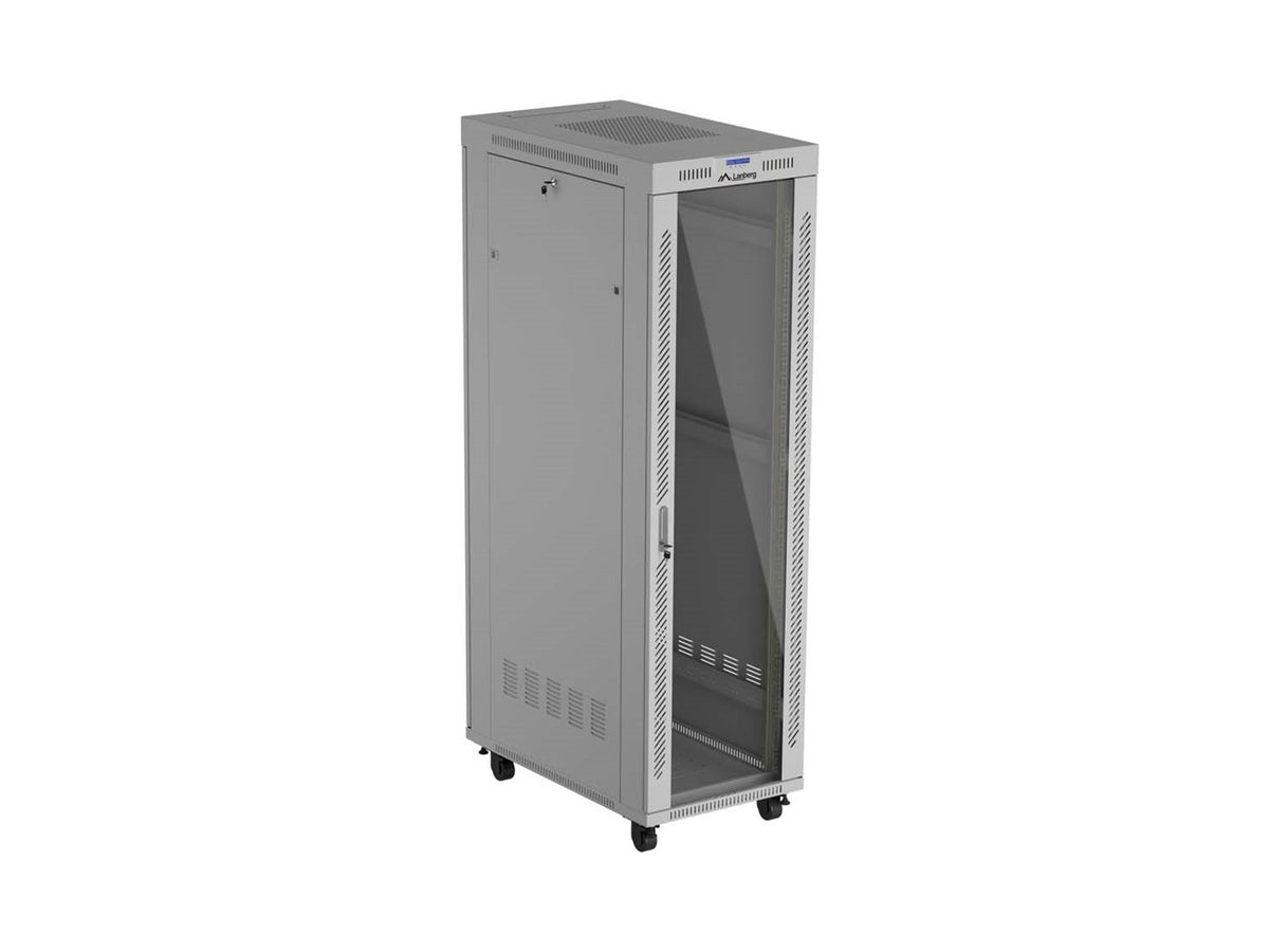 19  42U 600 × 1000 GREY FLOOR-STANDING RACK CABINET WITH GLASS DOOR AND LCD  LANBERG (FLAT PACK)