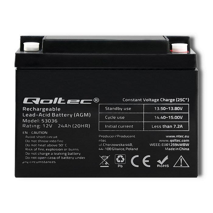 Qoltec AGM Battery UPS Battery Bly