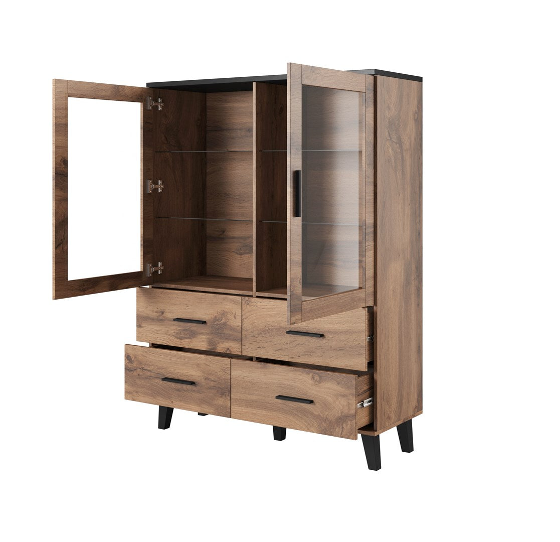 Cama display cabinet LOTTA 2D4D wotan oak + mat black