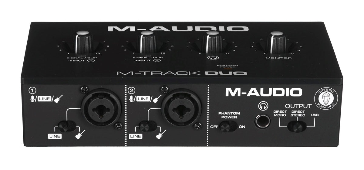 M-AUDIO M-Track Duo - USB Audio Interface - Crystal Preamplifier - 16 bit 48 kHz - Black