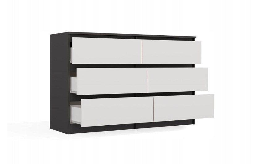 Malwa M6 Chest of Drawers 120 cm 6 Drawers Anthracite/White