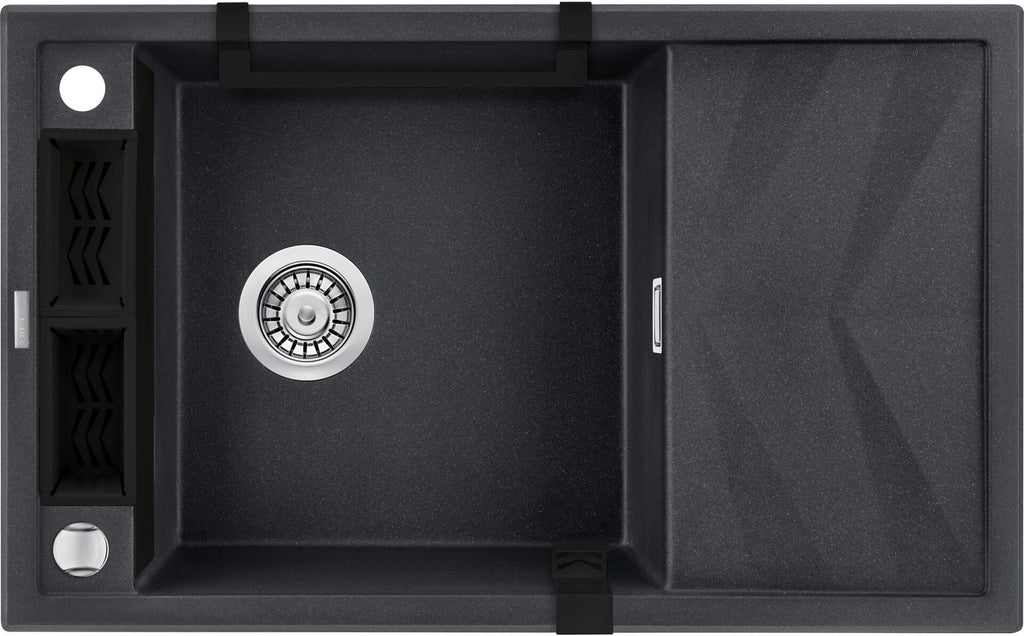 1-BOWL MAGNETIC GRANITE SINK WITH DRAINER DEANTE GRAPHITE METALLIC MAGNETIC