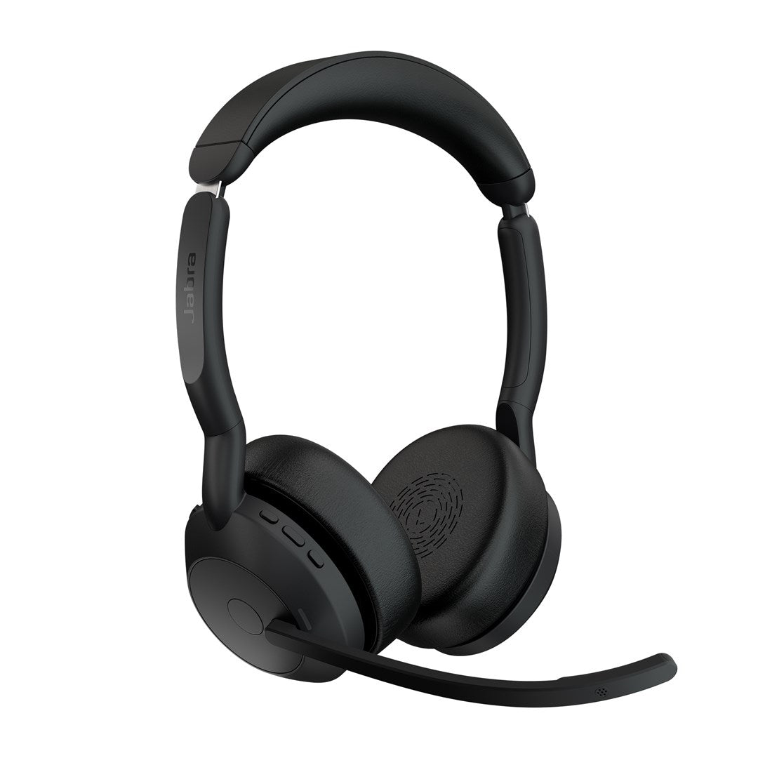 GN Jabra Jabra Evolve2 55 UC Stereo - Headset - On-Ear - Bluetooth - kabellos - aktive Rauschunterdrückung - USB-C, USB-A - Schwarz - mit Ladestation - Zoom Certified, Cisco Webex Certified, optimiert für UC, Alcatel-Lucent-zertifiziert, Av
