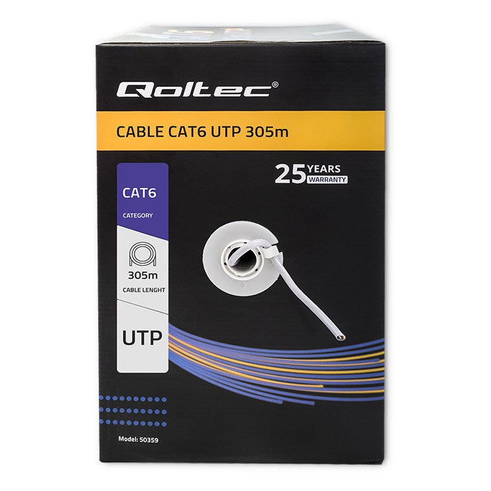 Qoltec UTP Cable Twisted Pair CAT6 305 m PVC Grey