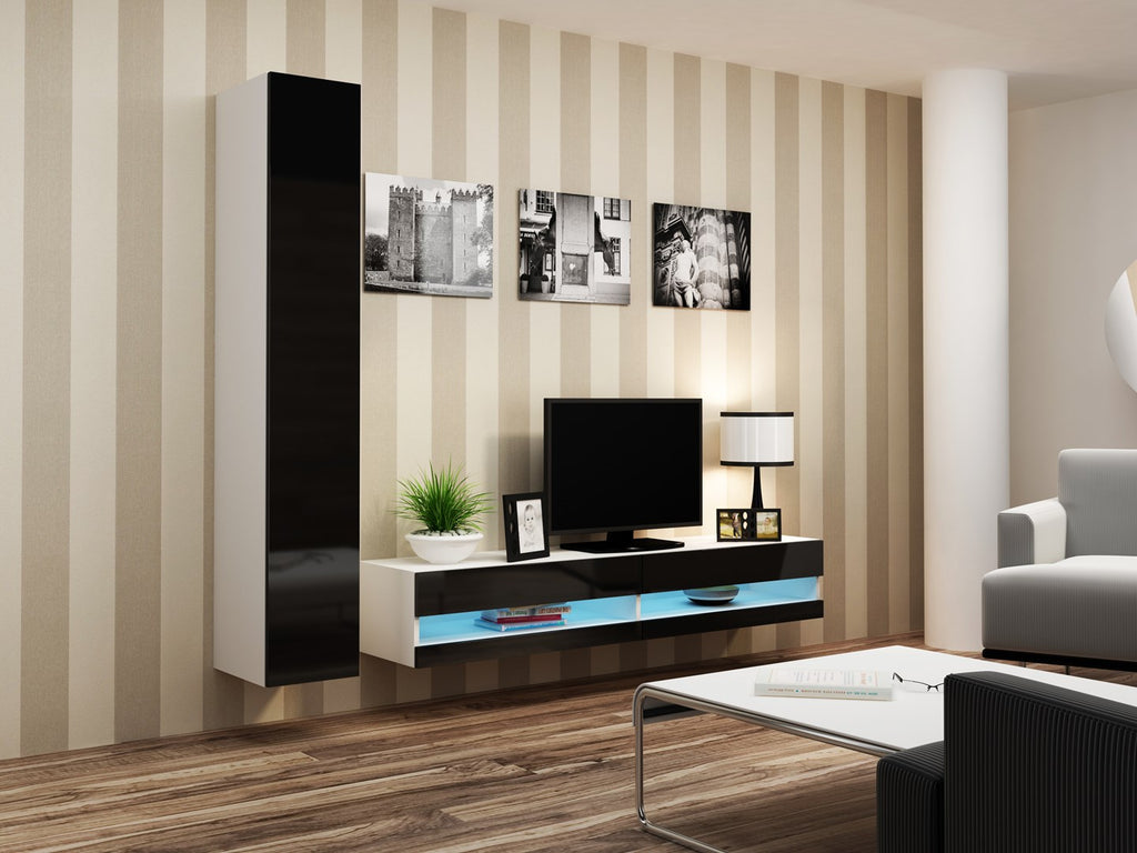 Cama VIGO NEW TV Stand 180x30x40 White/Black Gloss