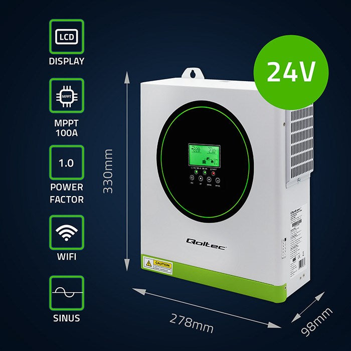 Qoltec Off-Grid Solar Inverter 3500W 100A 24V MPPT 3500kW