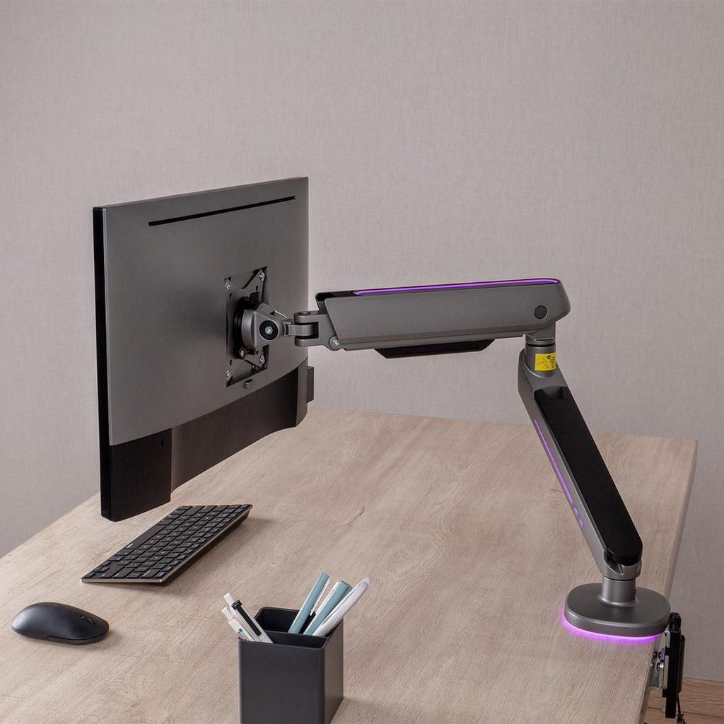 NanoRS Gaming Monitor Mount 17-32 with RGB LED Lighting Desk Mount Height Adjustable Swivel Tilt Max. 9 kg VESA 75x75/ 100x100
