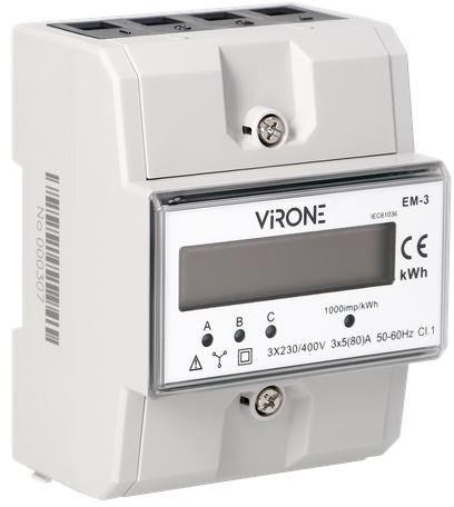 ORNO 3-Phase Electricity Consumption Indicator 80A Smart House Model EM-3