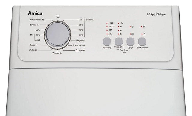 Amica Washing Machine 8 kg Top-load AGA3T813ANi White