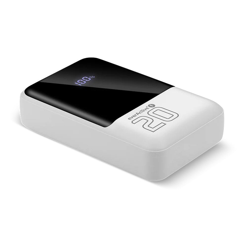 Powerbank 20 000mAh  2x USB  1x USB-C 22 5W  QC4+  LCD screen  white
