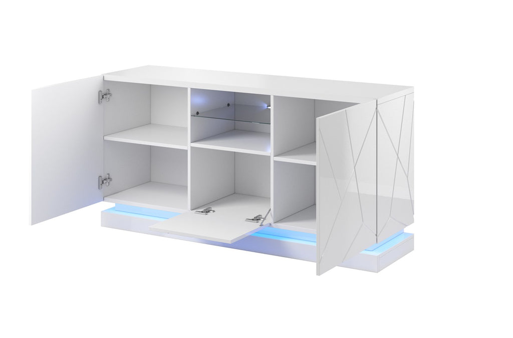 QIU Chest of Drawers 150x41.5x75 cm Glossy White 2D1K